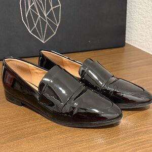 Halogen Black Patent Leather Loafers
